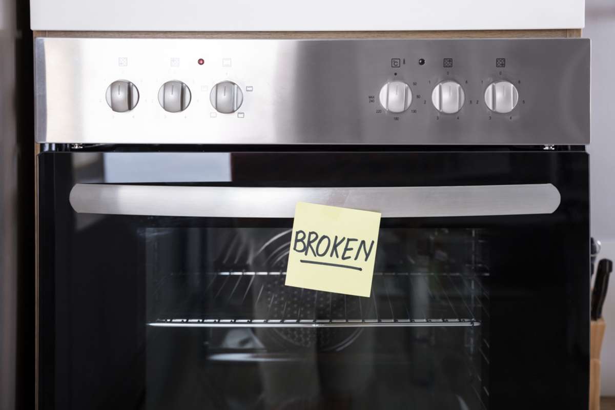 Oven With Sticky Notes Showing Broken Text